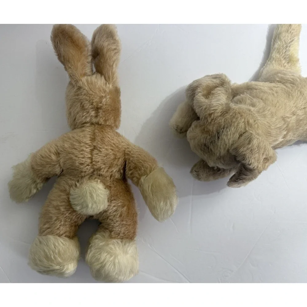 Vtg Bunny Rabbit Steiff Originals Floppy Hansi Ear Button Mohair Twist LOT Of 2